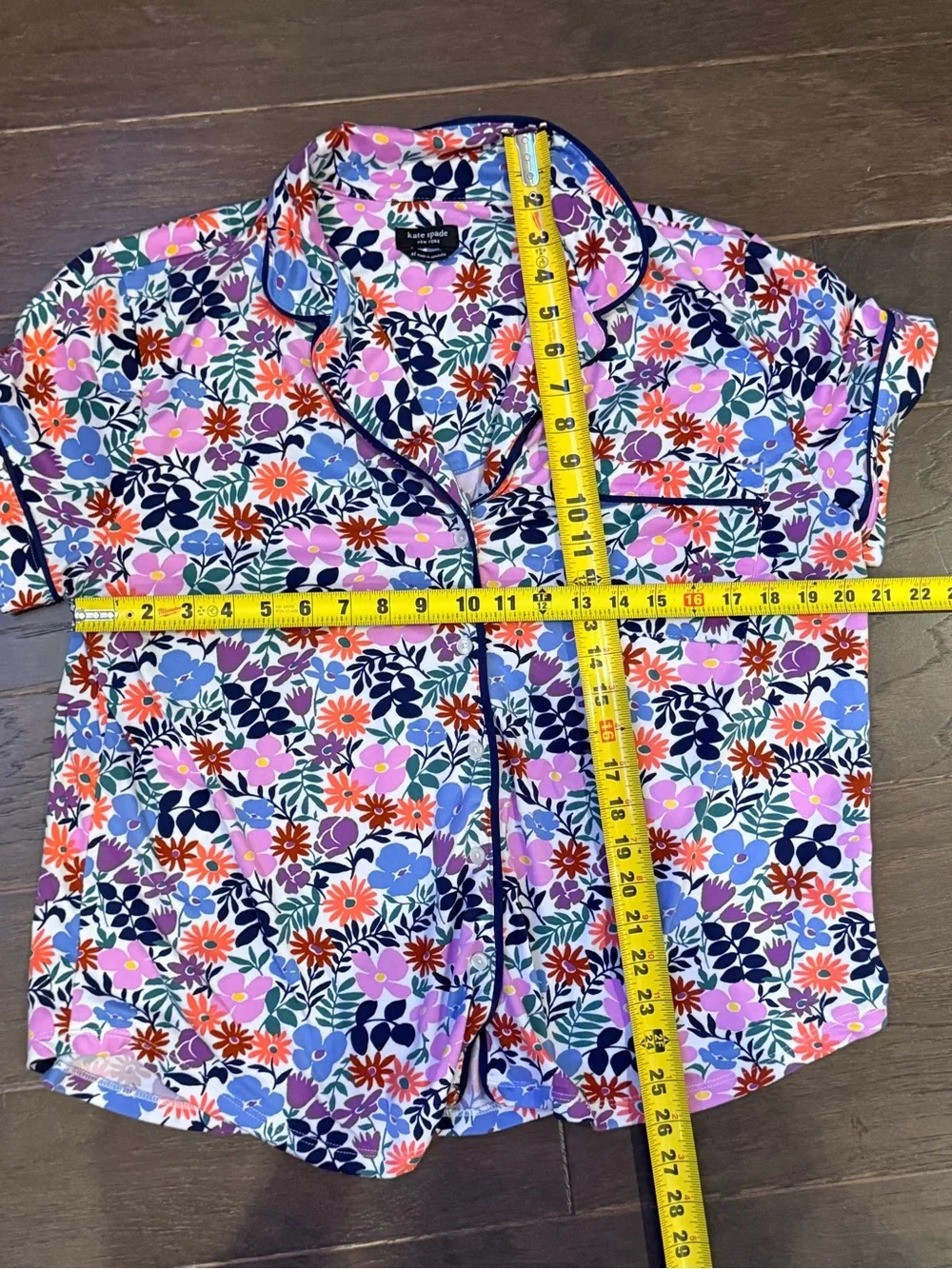 Kate Spade NY Floral Pajama Set XL Short Sleeve Pants Loungewear Two-Piece Match